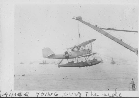 Vought Observation Plane on Davit, Ca. 1928-30 (Source: Barnes)